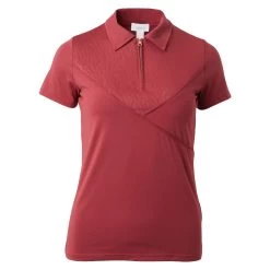 Horze Lyla Womens Technical Polo Shirt - Rhubarb Dark Red
