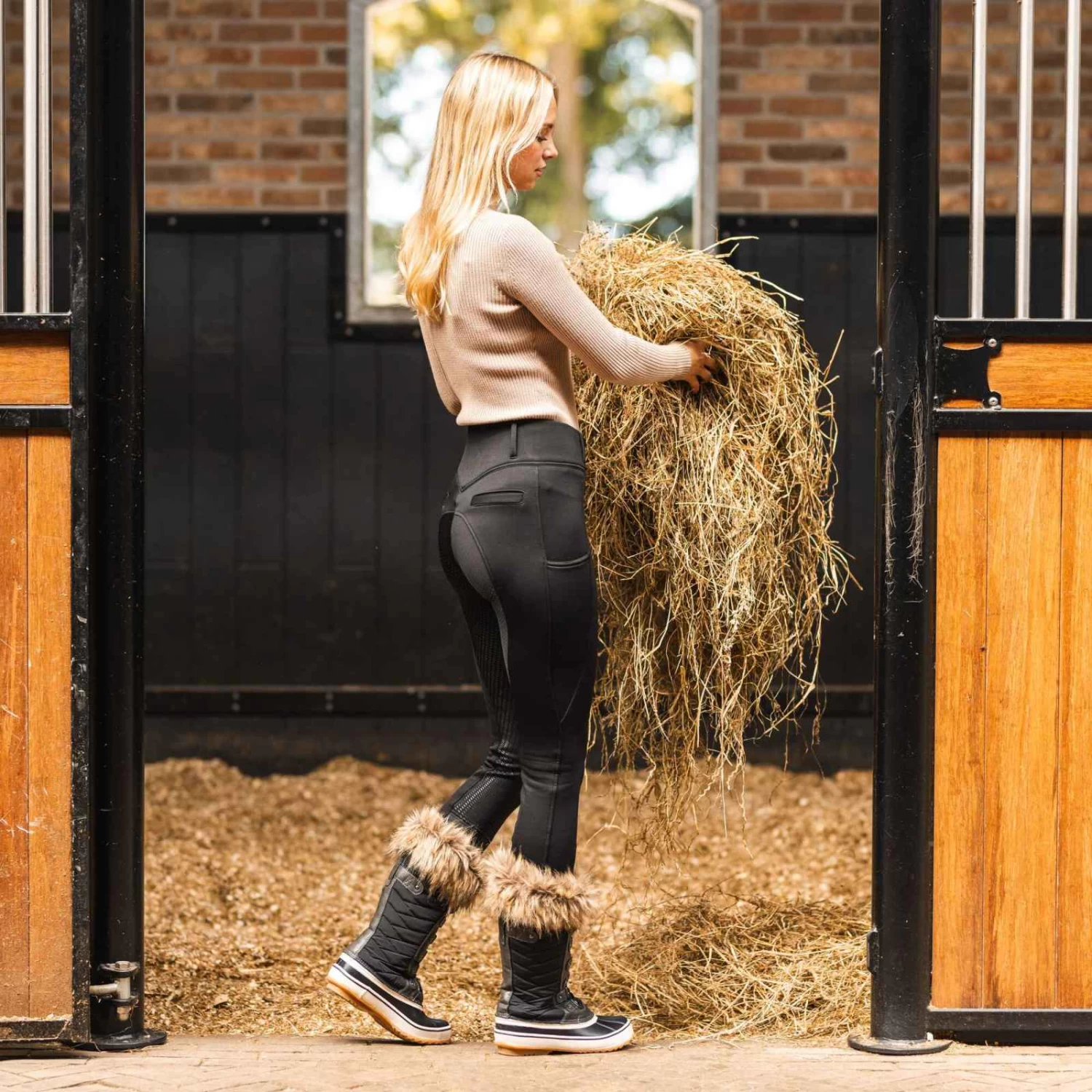 Horze Mira Womens Thermo Full Seat Breeches - Black - Image 6