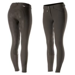 Horze Grand Prix Womens Silicone Full Seat Breeches - Dark Brown