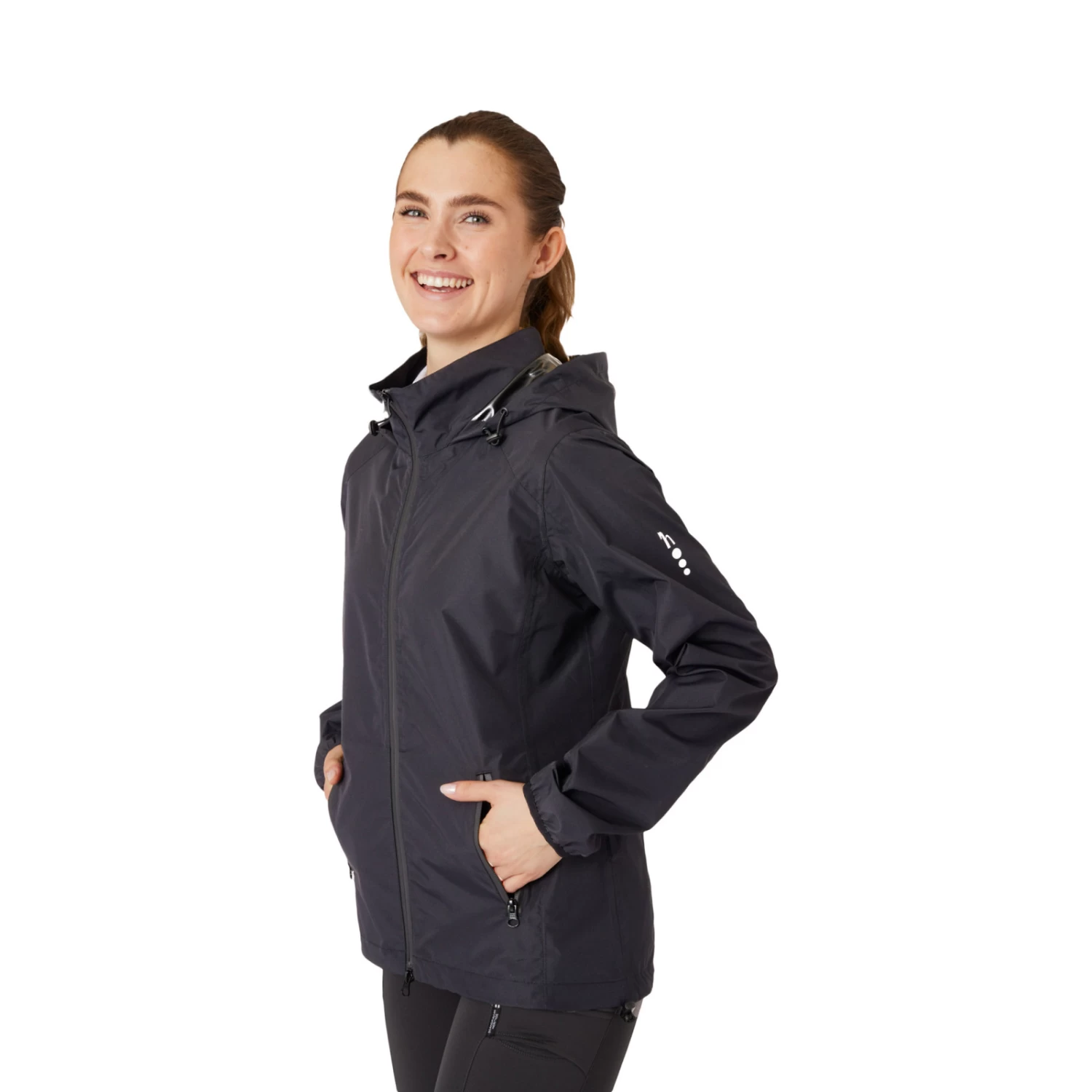 Horze Stella Waterproof Shell Jacket - Caviar Black - Image 4