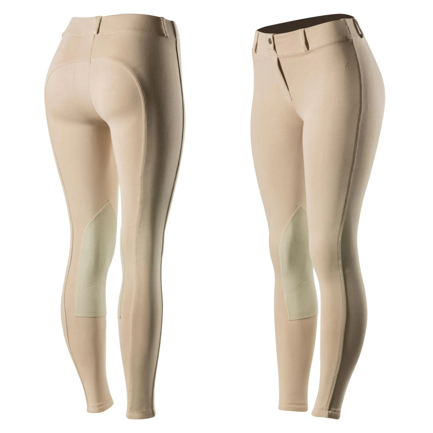 Horze Ella Womens Pull-On Knee Patch Breeches - Tan