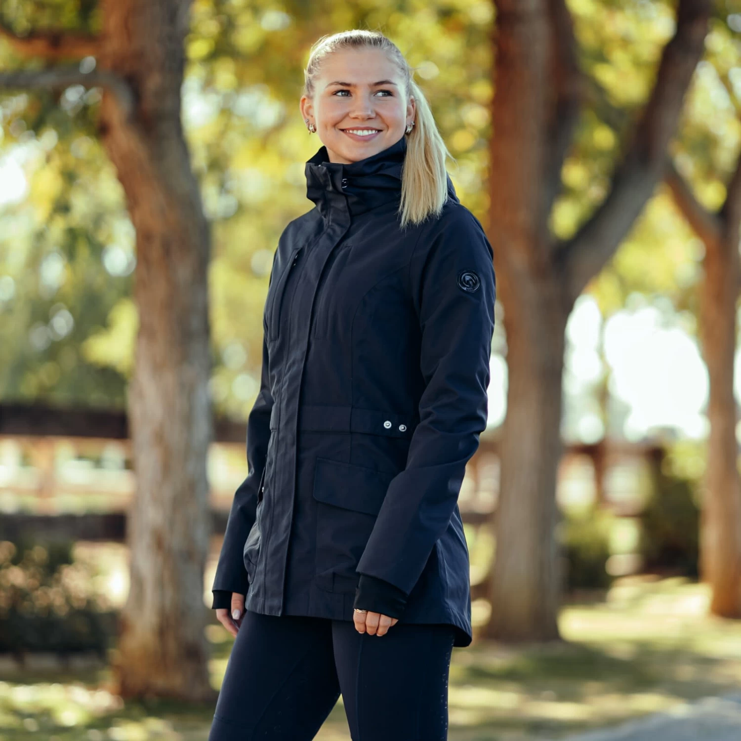 Horze Jadine Womens Waterproof Shell Jacket - Dark Navy - Image 10