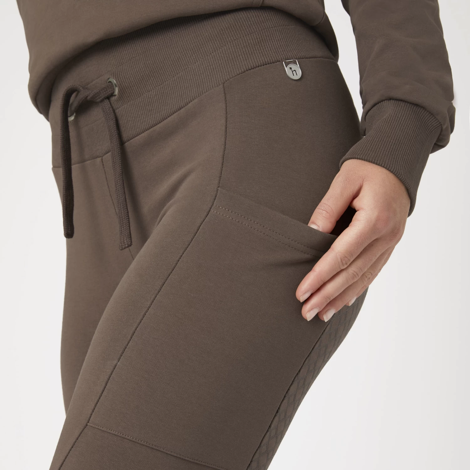 Horze Jade Womens Cotton Stretch Full Seat Riding Tights - French Roast - Image 6