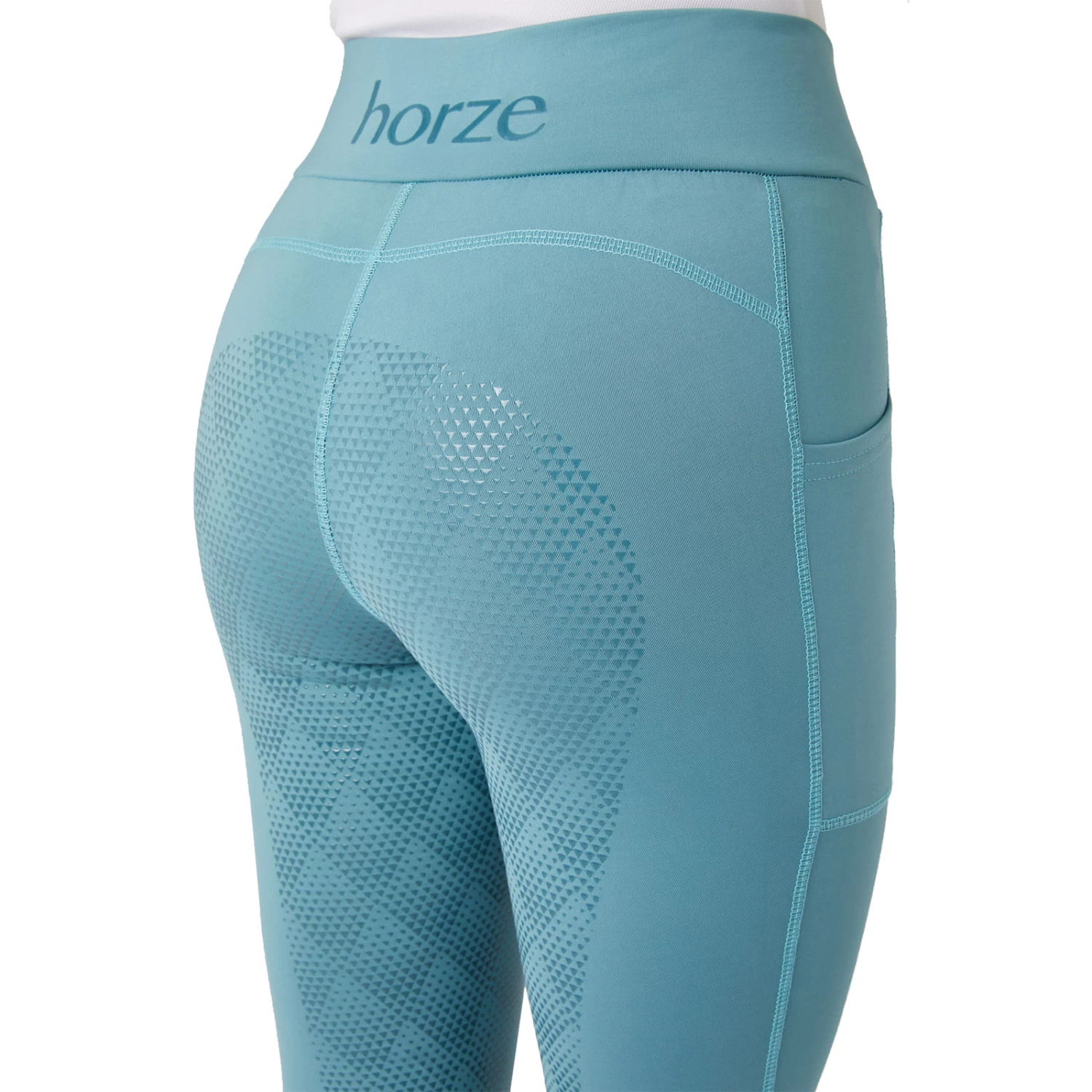 Horze Tifa Womens High Waist Full Seat Tights With Phone Pocket - Artic Light Blue - Image 6