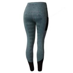 Horze Selena Womens Sporty Riding Tights With Mesh Lower Leg - Light Blue/Montauk Navy