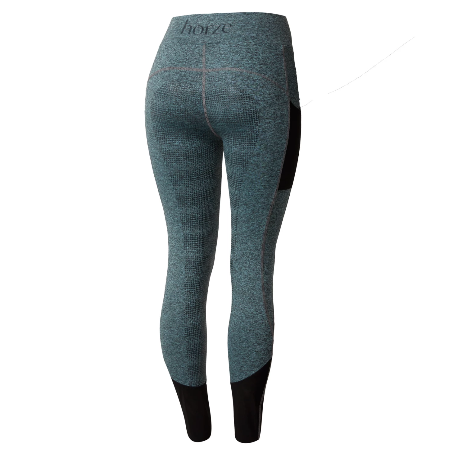 Horze Selena Womens Sporty Riding Tights With Mesh Lower Leg - Light Blue/Montauk Navy