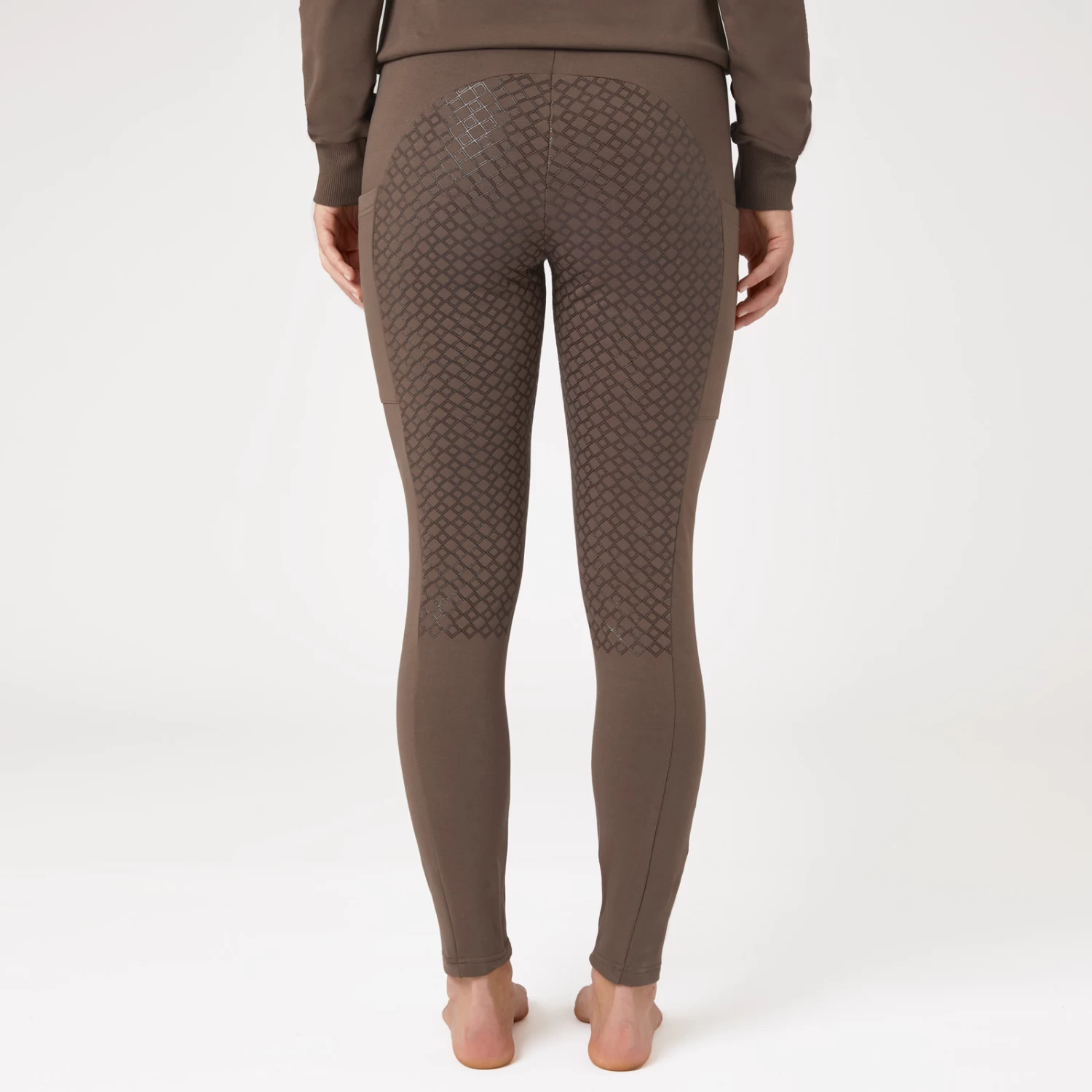 Horze Jade Womens Cotton Stretch Full Seat Riding Tights - French Roast - Image 7