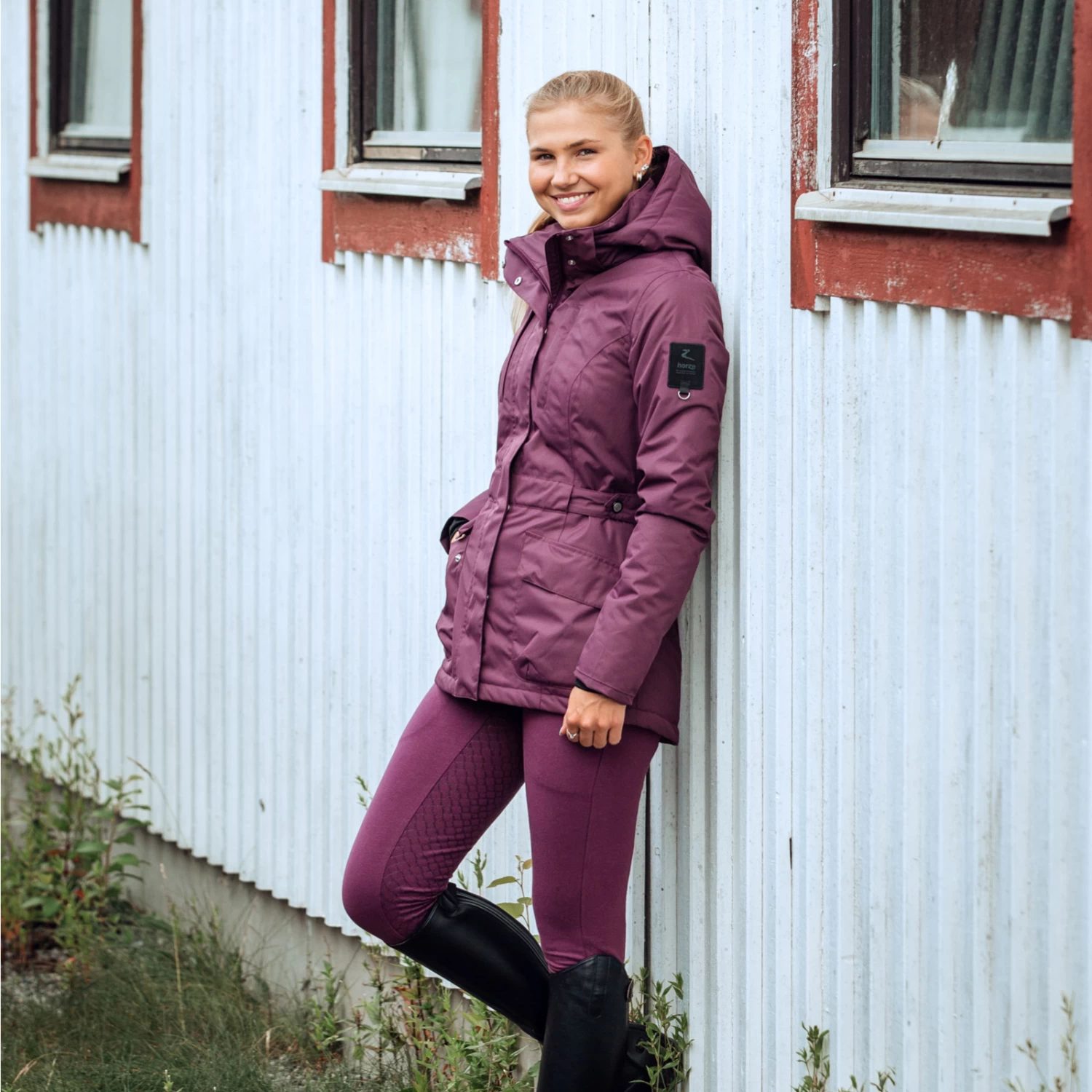 Horze Jadine Womens Winter Jacket - Eggplant Dark Purple - Image 4