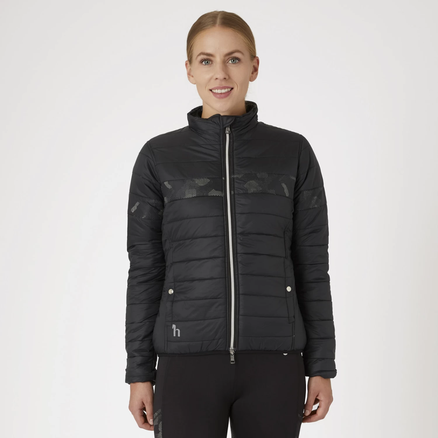 Horze Luminox Womens Padded Jacket With Reflective Print - Black - Image 6