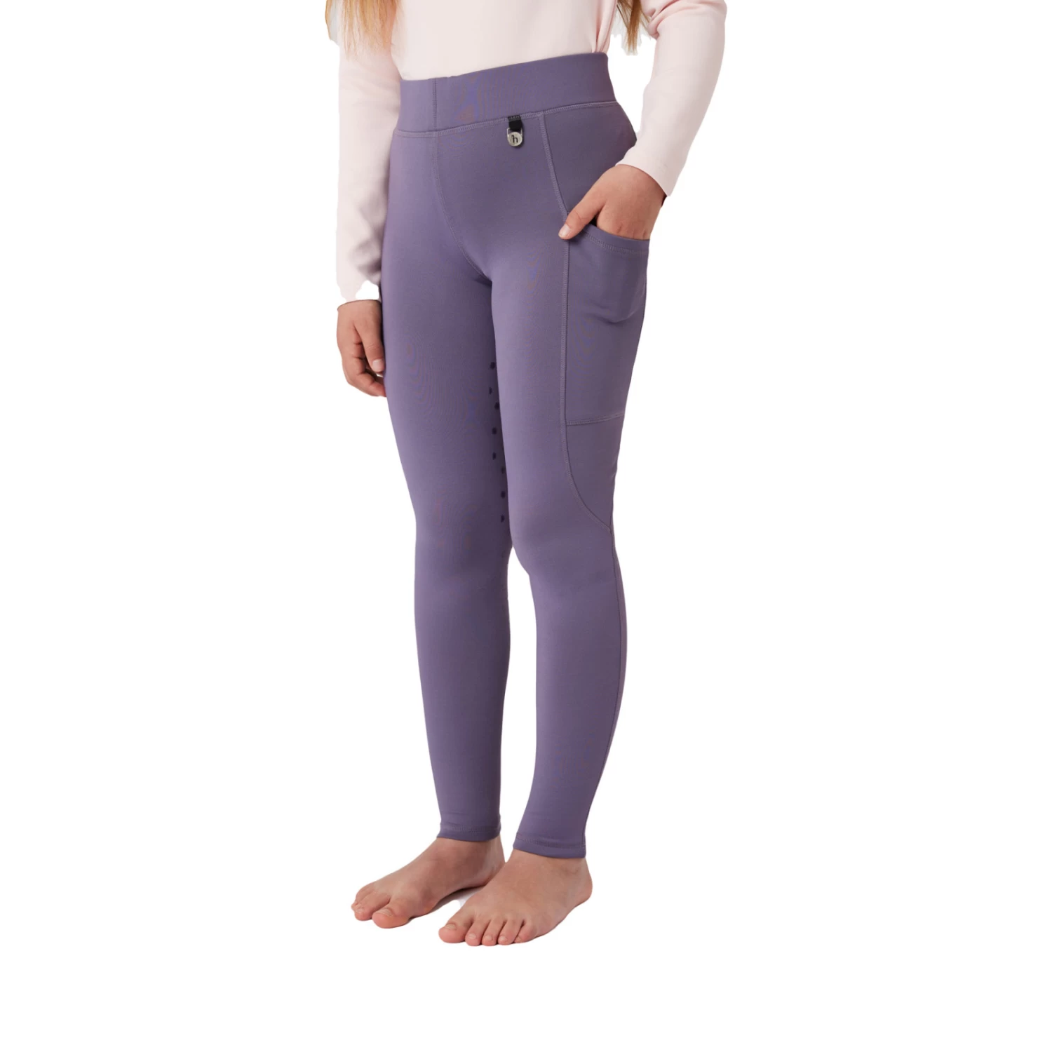Horze Kaylee Kids Full Seat Tights - Grey Ridge Purple - Image 4