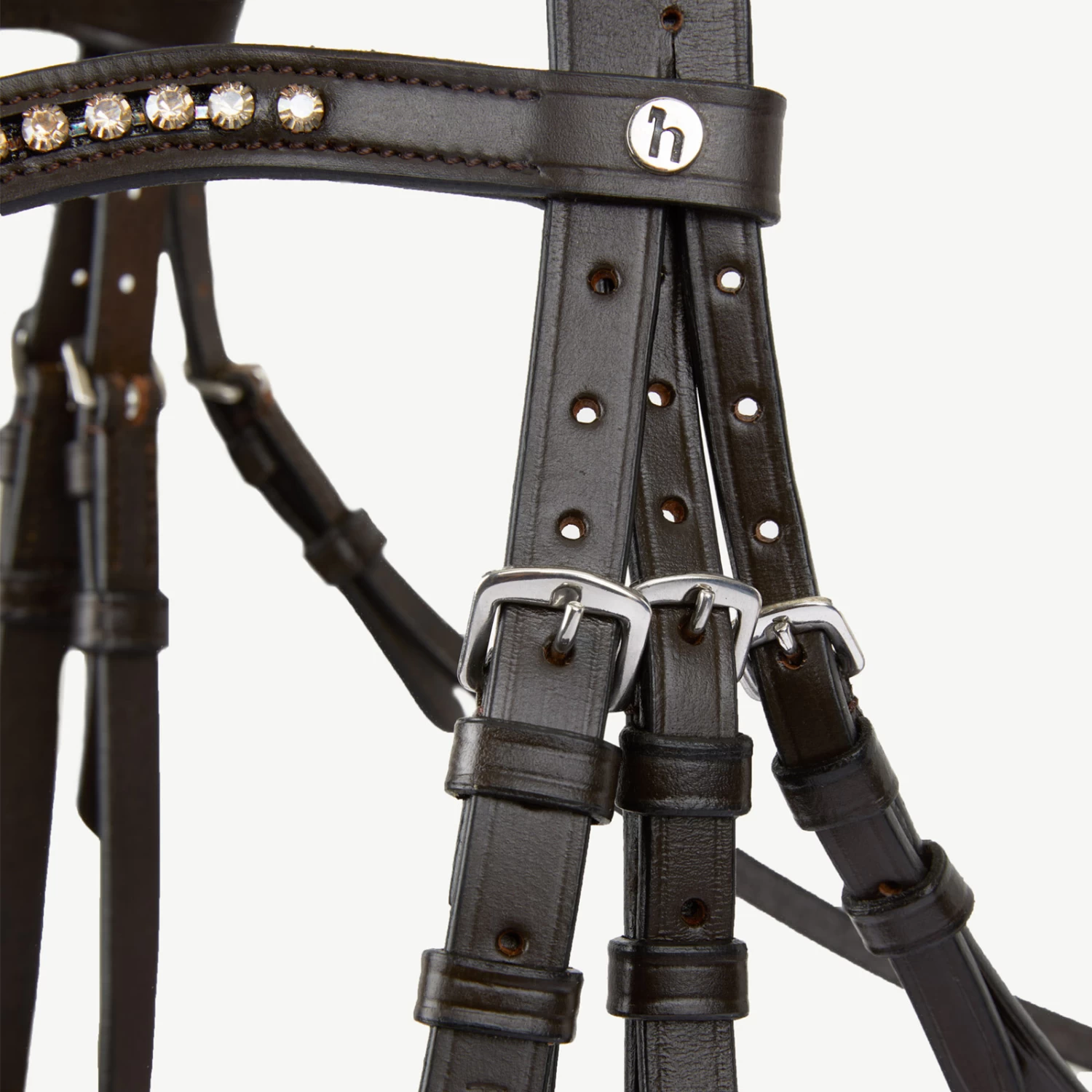 Horze Classic Dressage Ergonomic Bridle With Curved Browband - Brown/Brown - Image 7