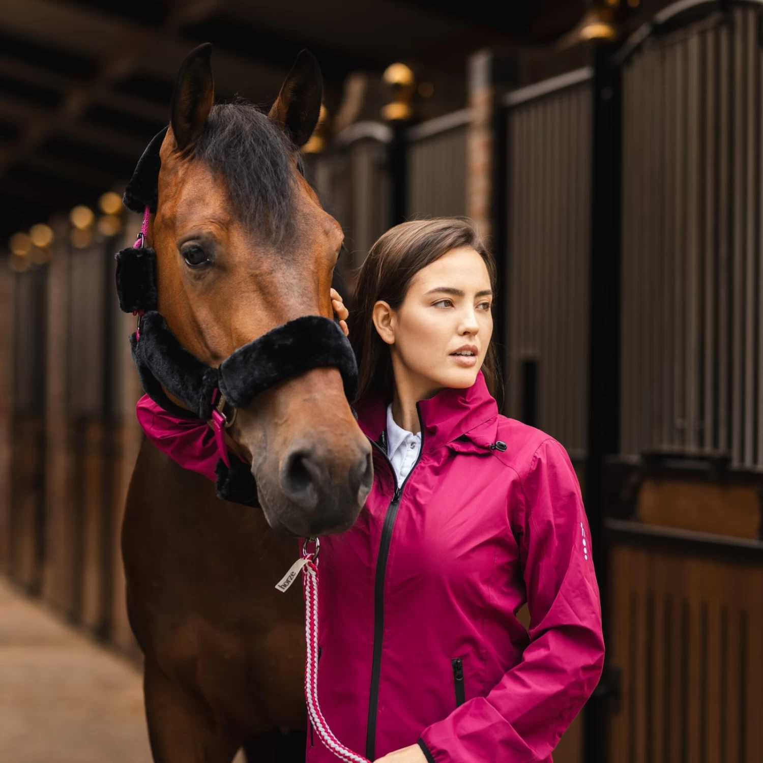 Horze Stella Waterproof Shell Jacket - Anemone Dark Pink - Image 9
