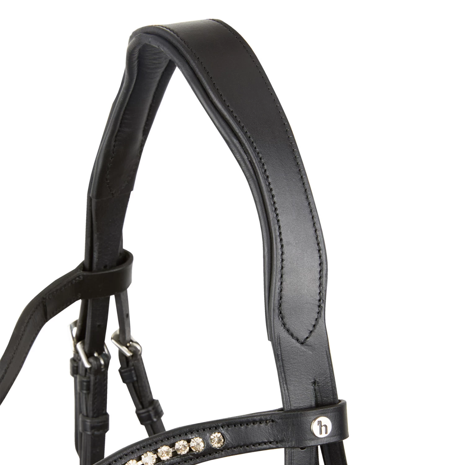 Horze Classic Dressage Ergonomic Bridle With Curved Browband - Black/Black - Image 6
