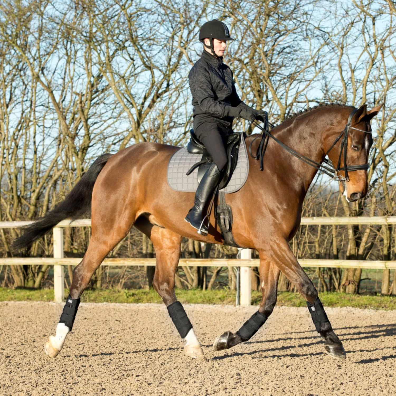 Horze Impact Flexi Strike Guard Boots - Front - Black - Image 4