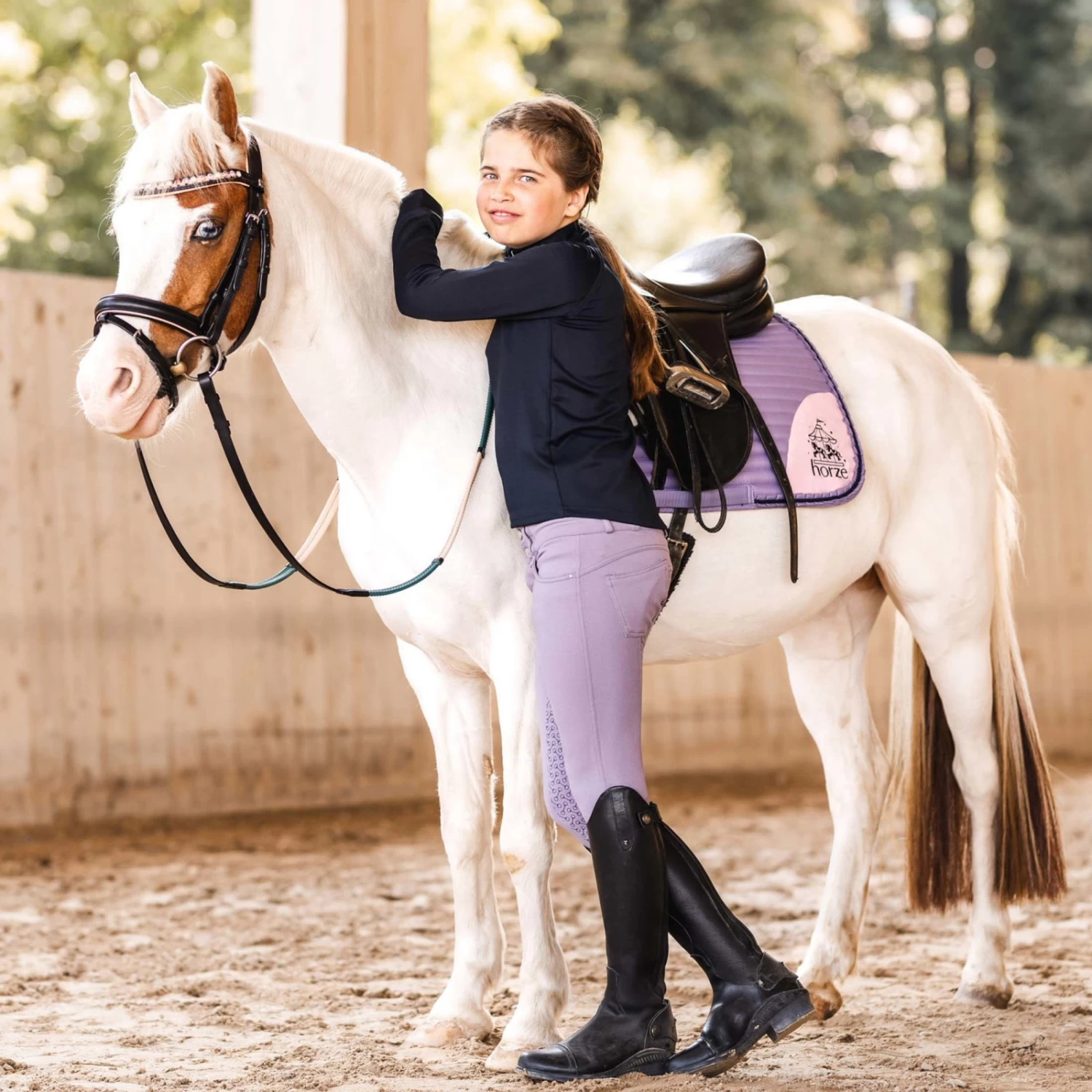 Horze Magical Carousel Pony Saddle Pad - Grey Ridge Purple - Image 7