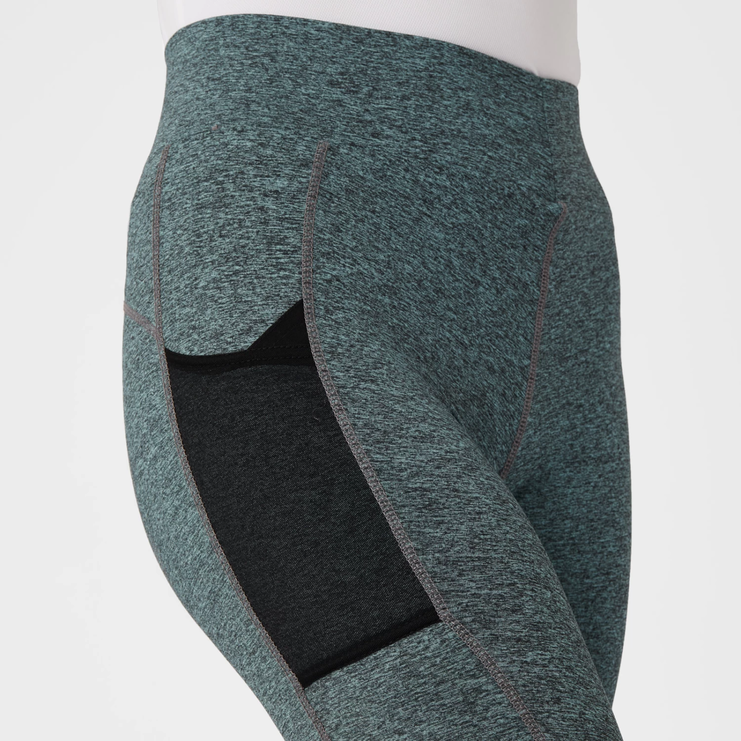 Horze Selena Womens Sporty Riding Tights With Mesh Lower Leg - Light Blue/Montauk Navy - Image 6