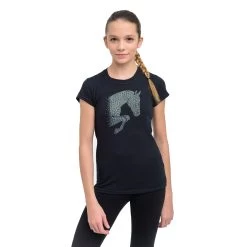 Cavalliera Kids Jumping Star Short Sleeve Cotton Top - Black