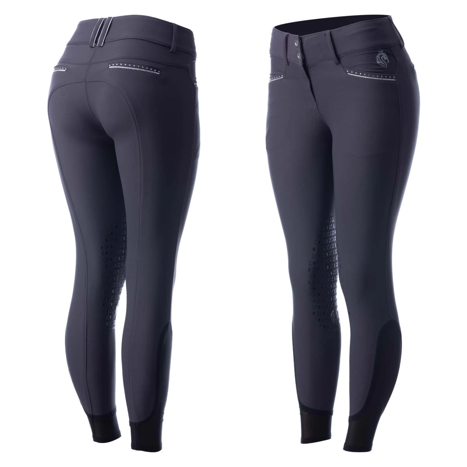 Equinavia Victoria Womens Silicone Knee Patch Breeches - Twilight Blue - Image 10