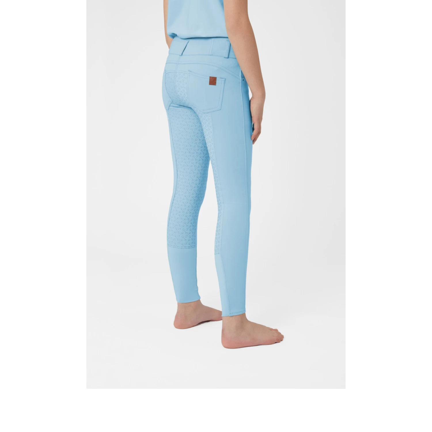 Horze Tara Kids High Waist Full Seat Breeches - Corydalis Light Blue - Image 5