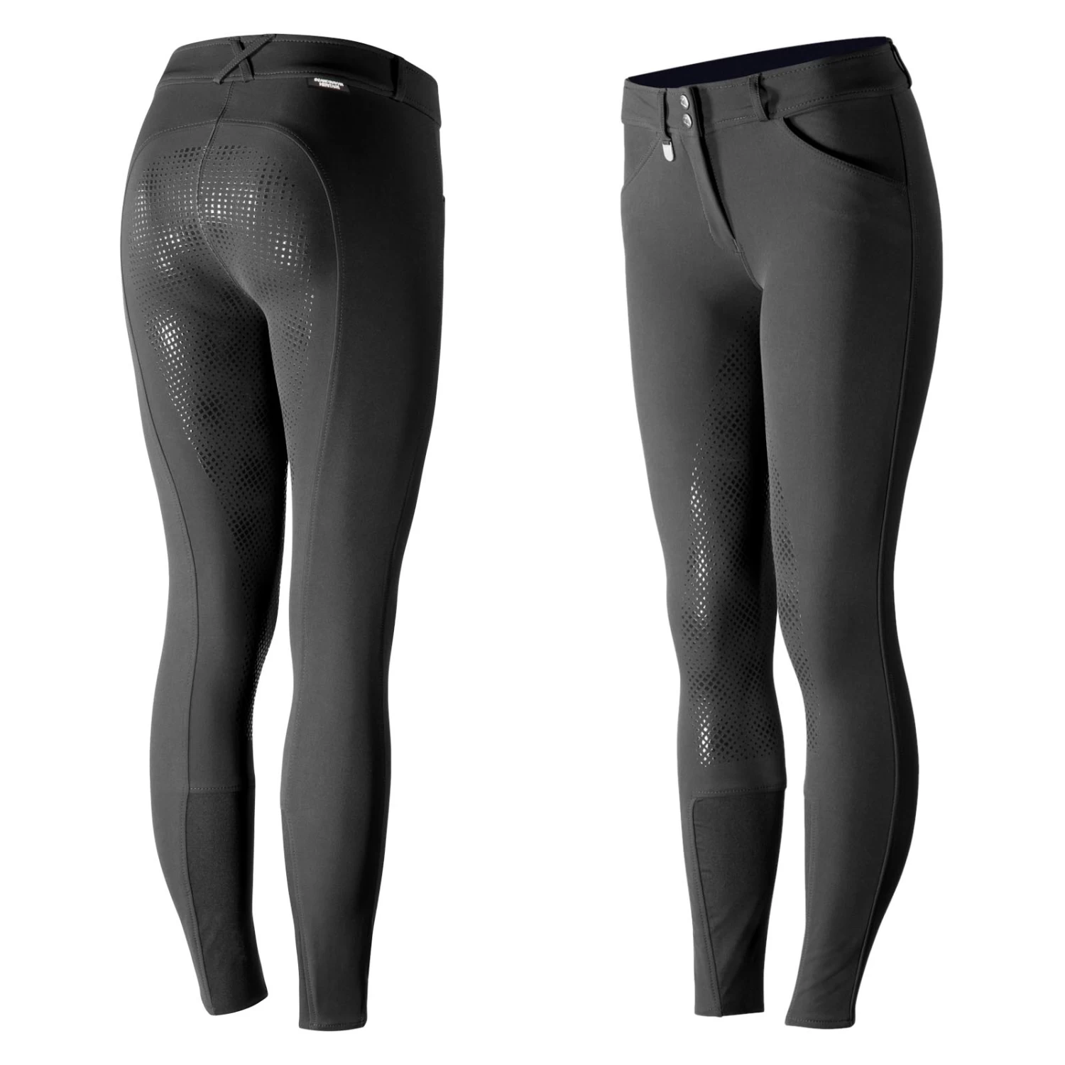 Horze Grand Prix Kids Silicone Full Seat Breeches - Dark Brown - Image 6