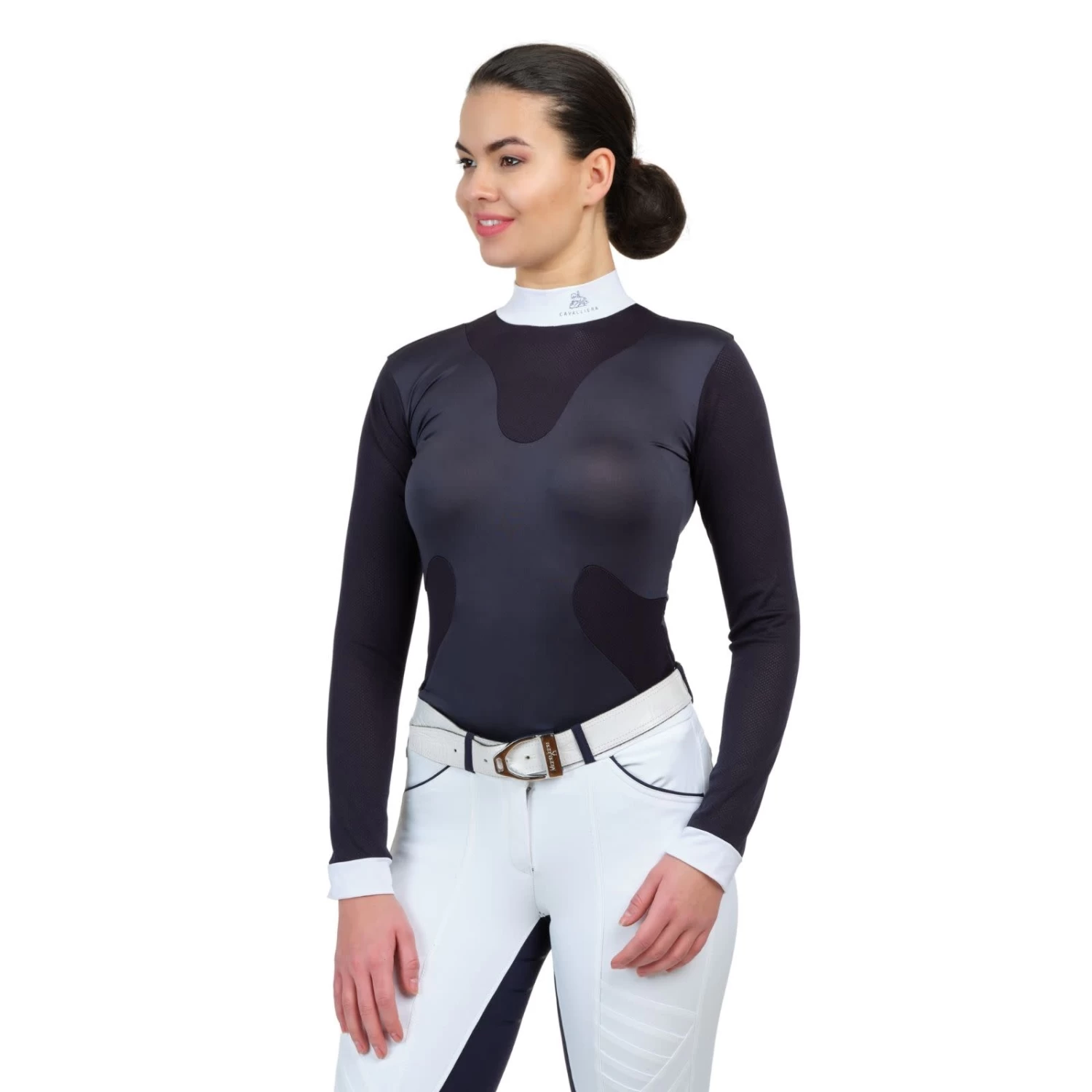 Cavalliera High Style Long Sleeve Riding Show Shirt - Navy Dark Blue