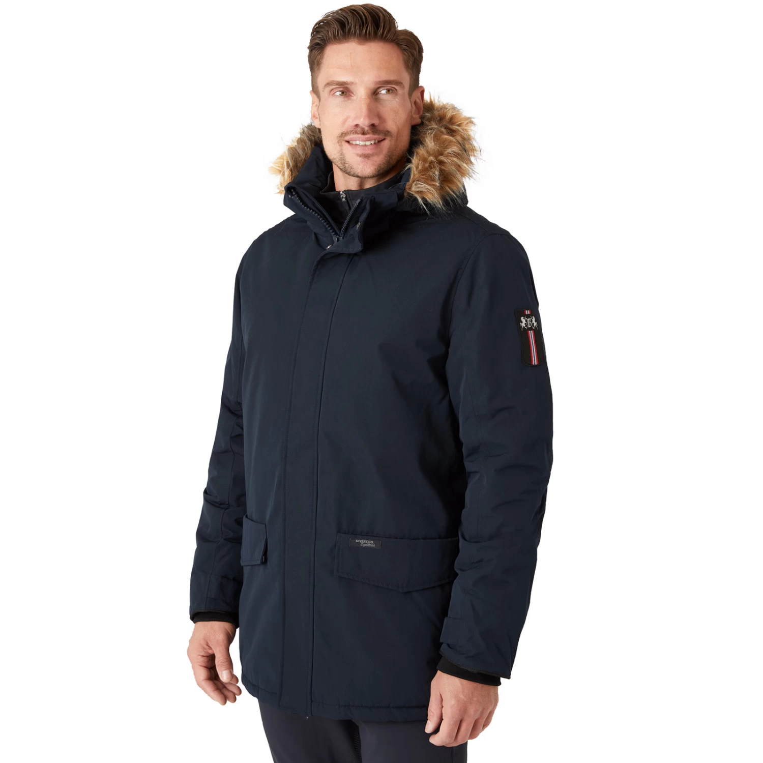 B Vertigo Garren Mens Winter Parka Jacket - Dark Navy - Image 8
