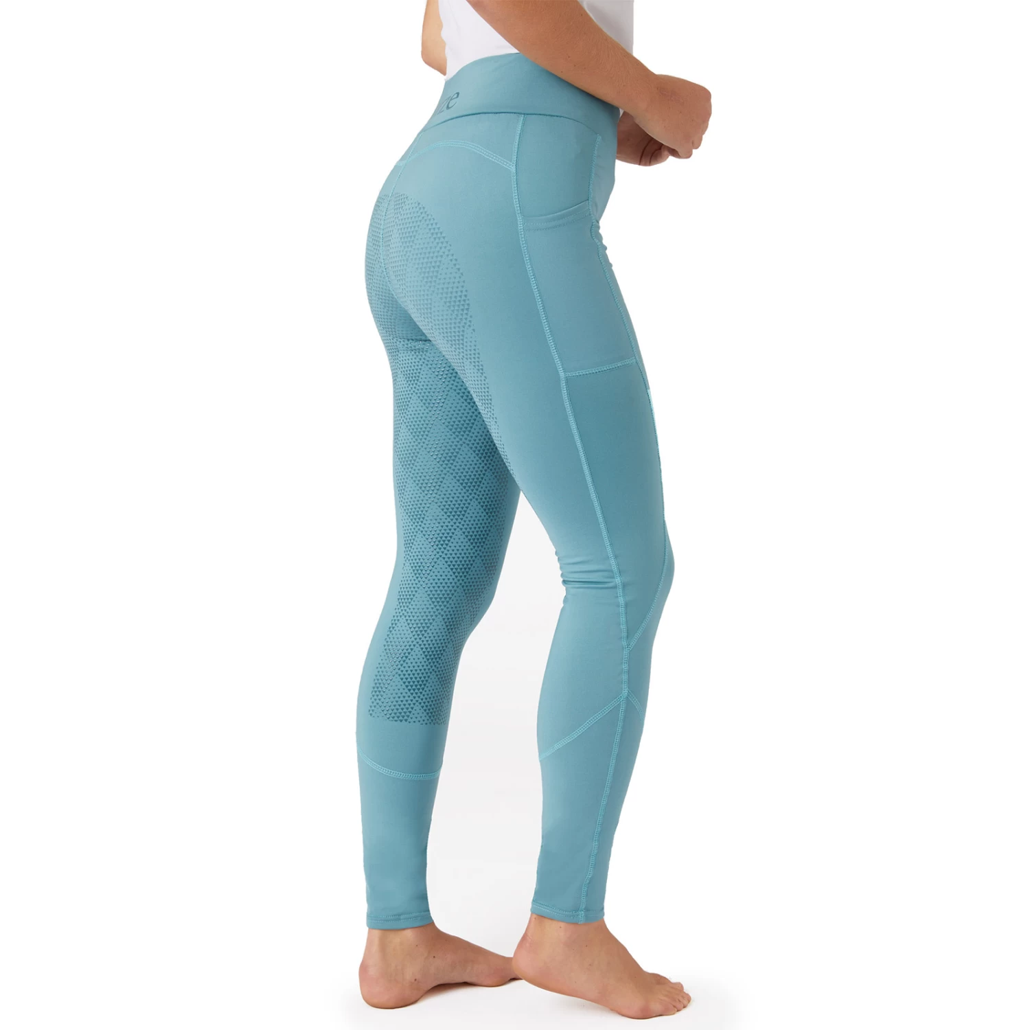 Horze Tifa Womens High Waist Full Seat Tights With Phone Pocket - Artic Light Blue - Image 7