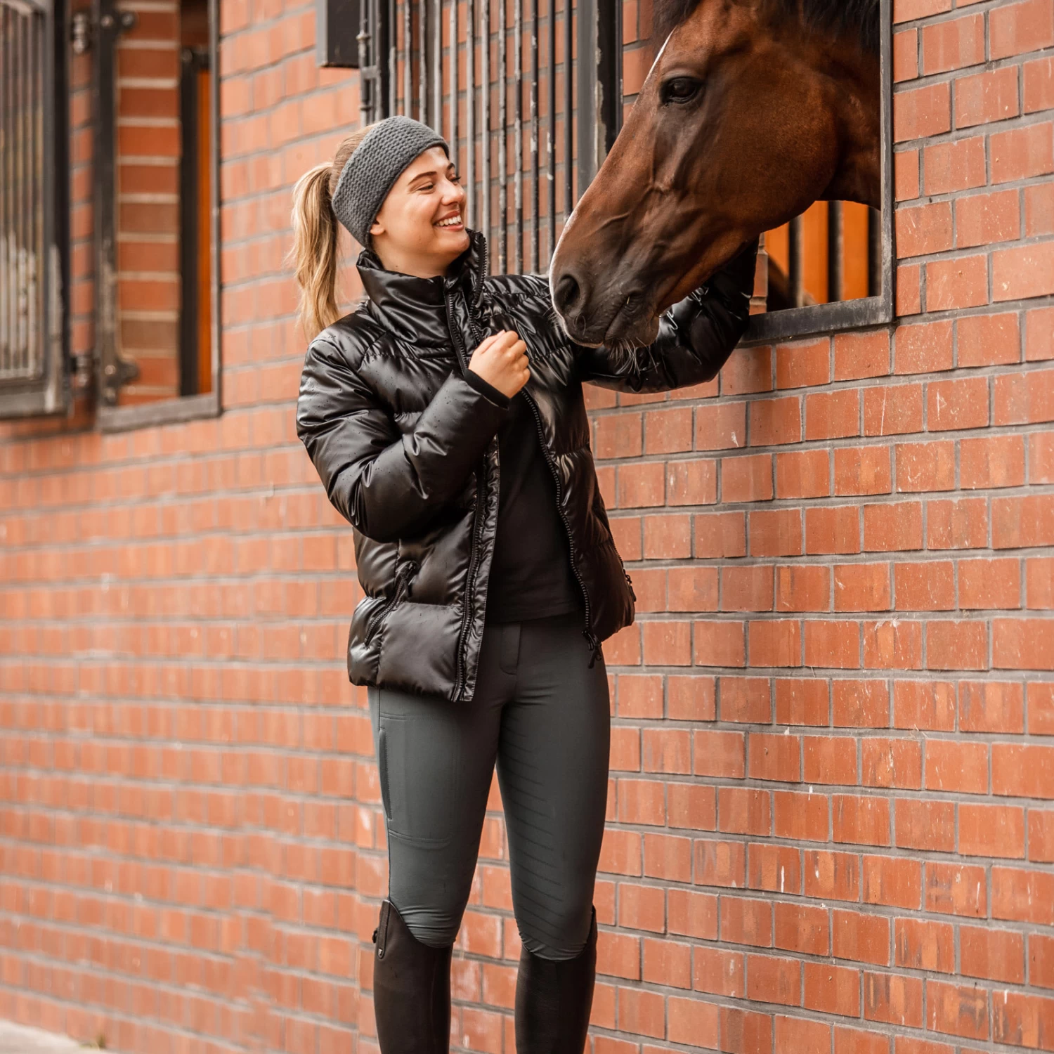 Horze Rianna Womens Shine Padded Jacket - Black - Image 5