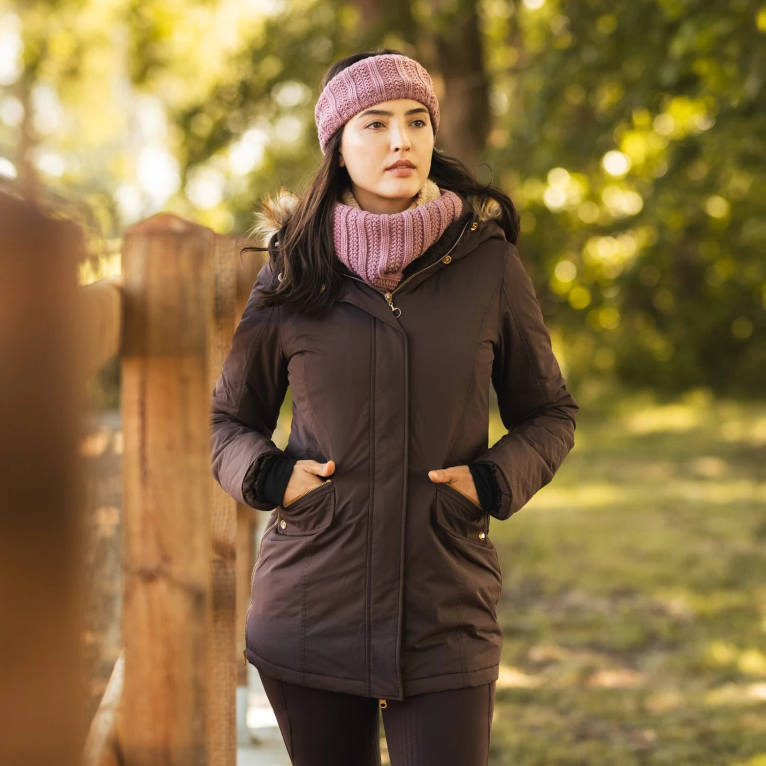 Horze Mikaela Womens Parka Winter Jacket - Chocolate Martini - Image 6