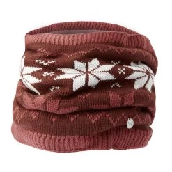 Horze Emily Snowflake Knitted Infinity Scarf - Rum Raisin Brown/Marsala Red