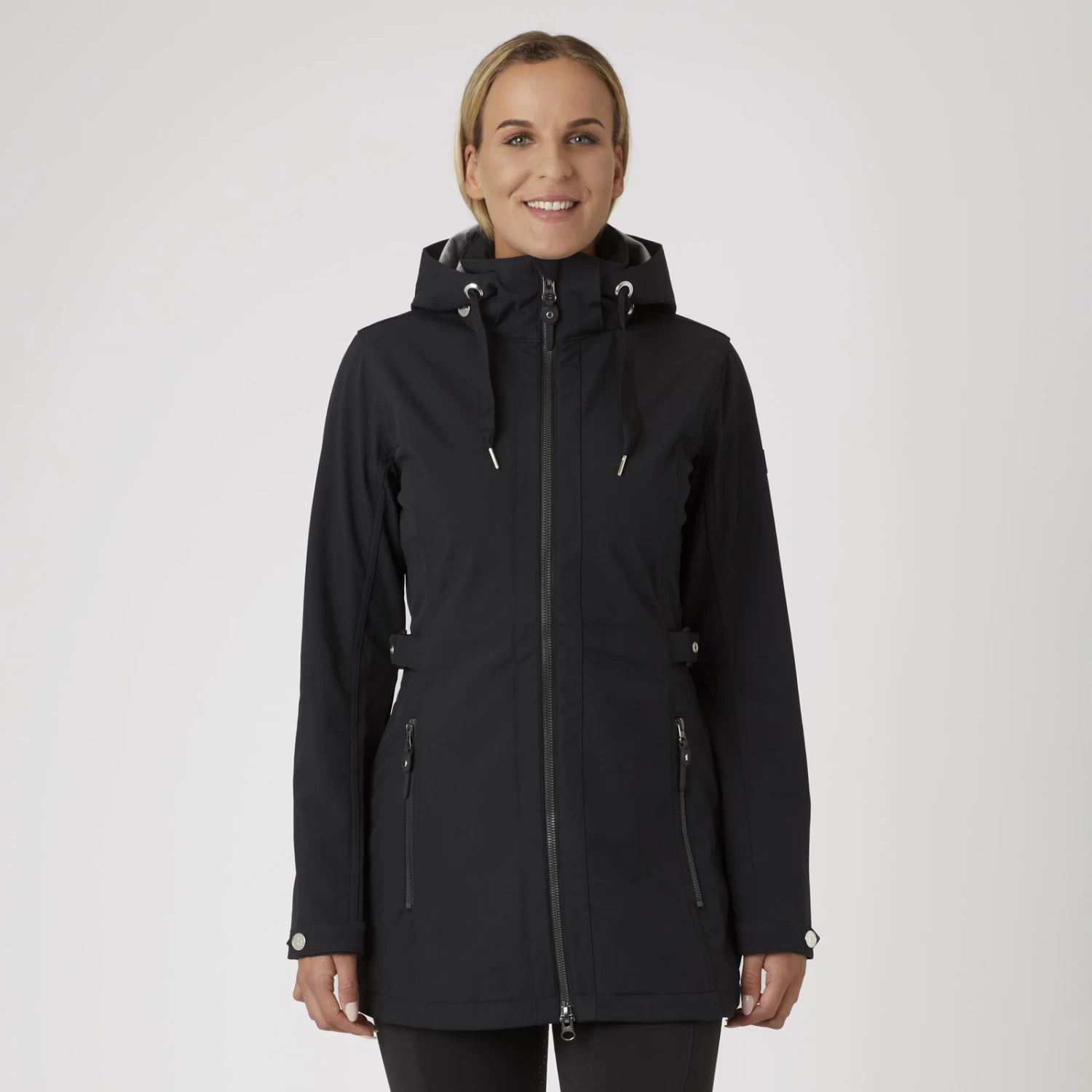 Horze Freya Womens Long Softshell Jacket - Black - Image 7