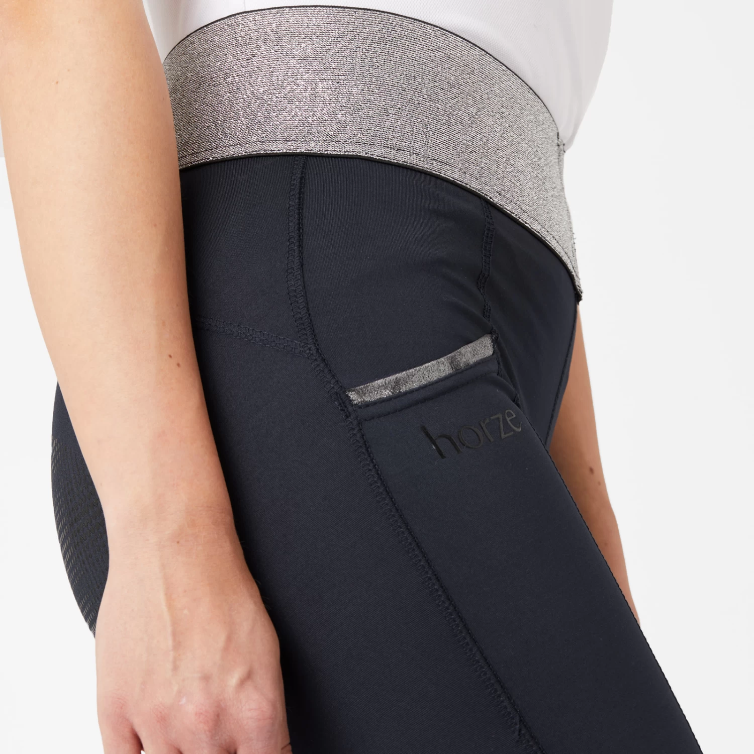 Horze Radiance Womens Tights With Smart Pockets - Dark Blue - Image 7