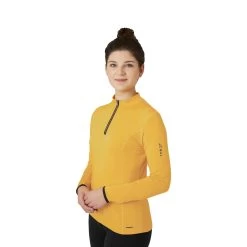 Horze Lucy Womens Long Sleeved Half Zip Ventilated Shirt - Golden Rod