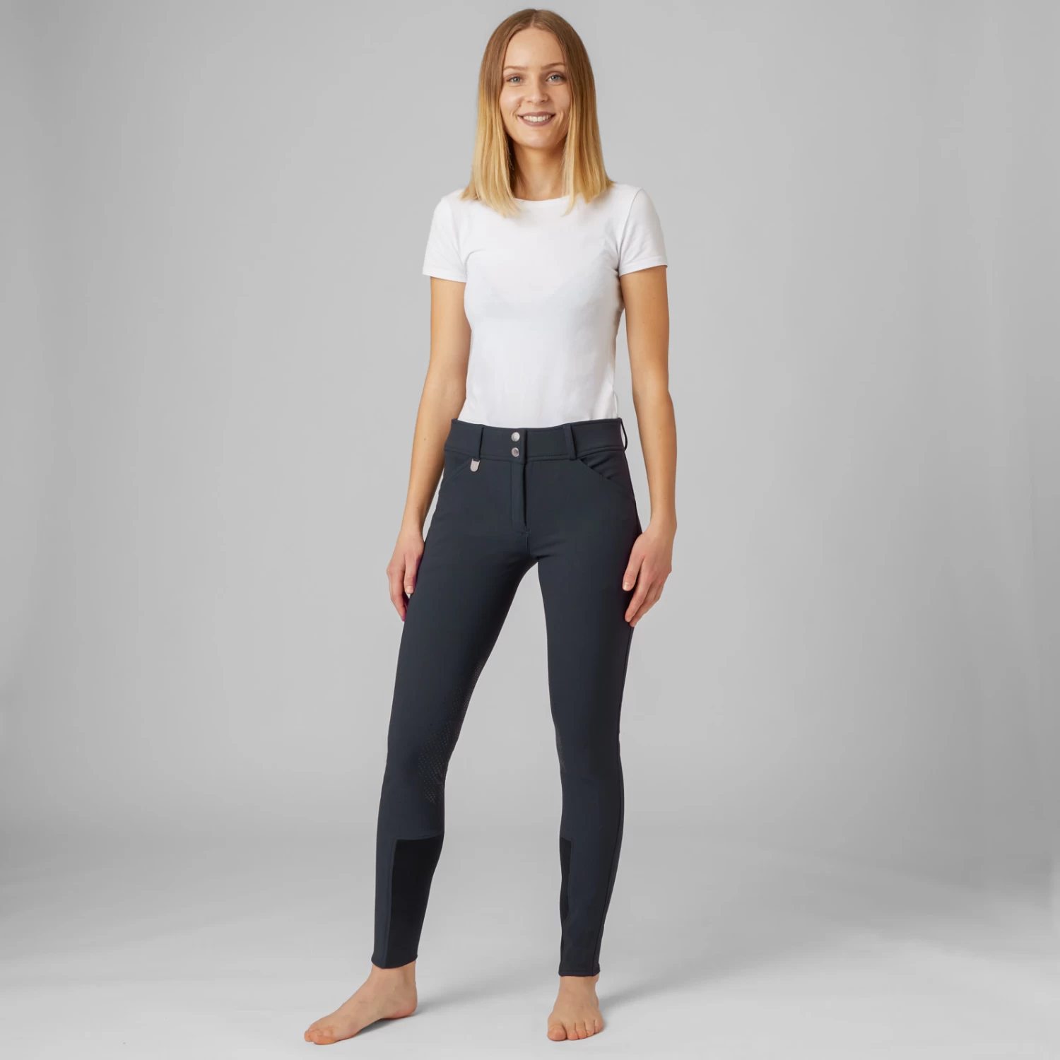 Horze Grand Prix Womens Silicone Knee Patch Breeches - Peacoat Dark Blue - Image 9