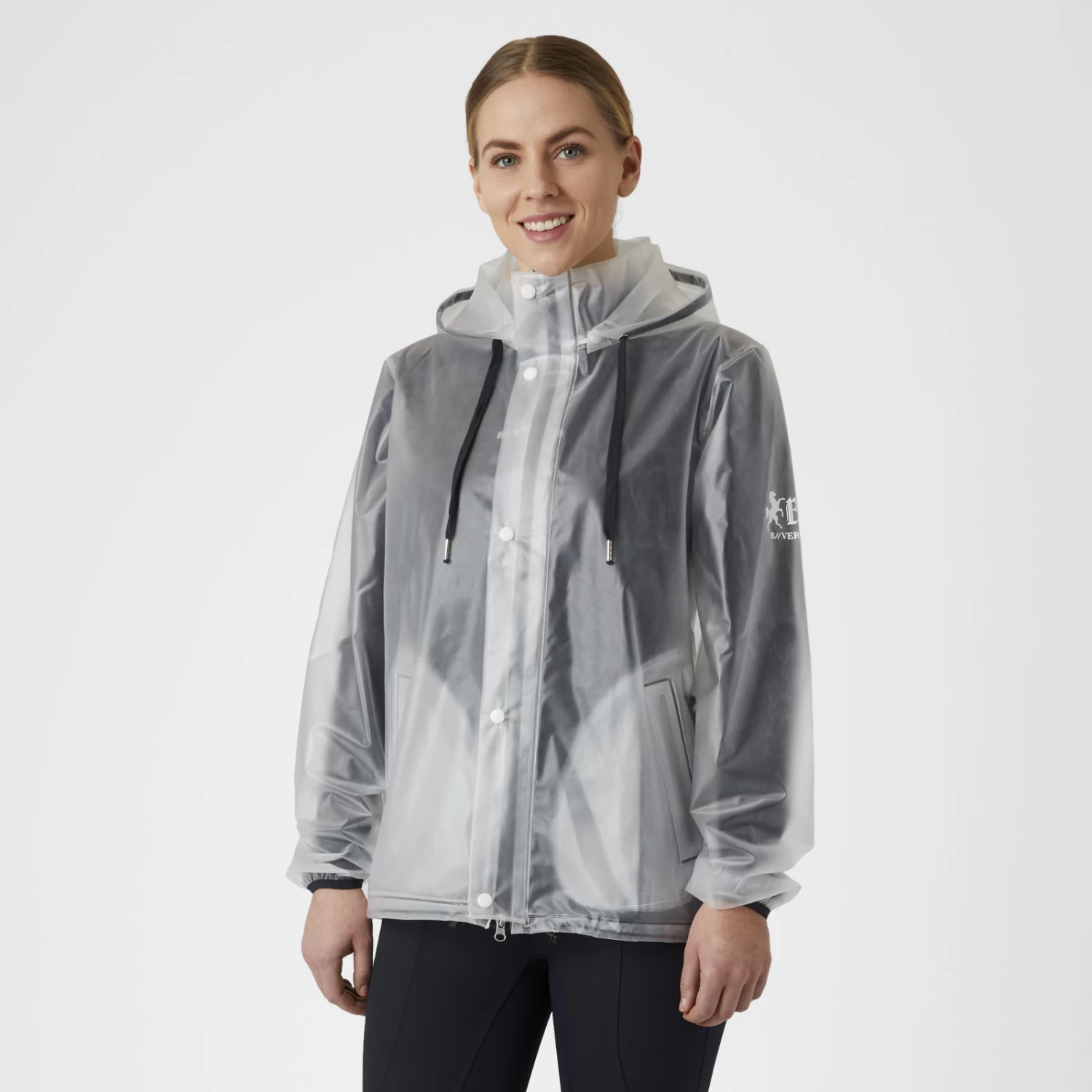 B Vertigo Remi Womens Transparent Rain Coat - Transparent/ Dark Navy - Image 4