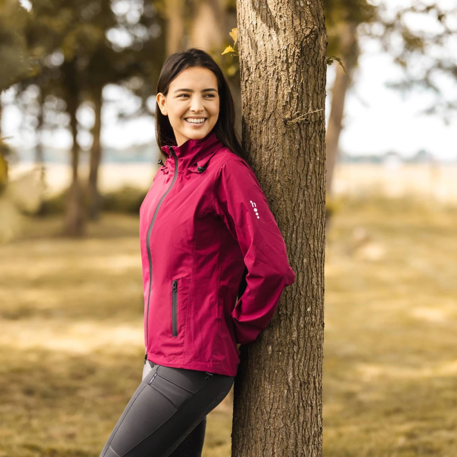 Horze Stella Waterproof Shell Jacket - Anemone Dark Pink - Image 2