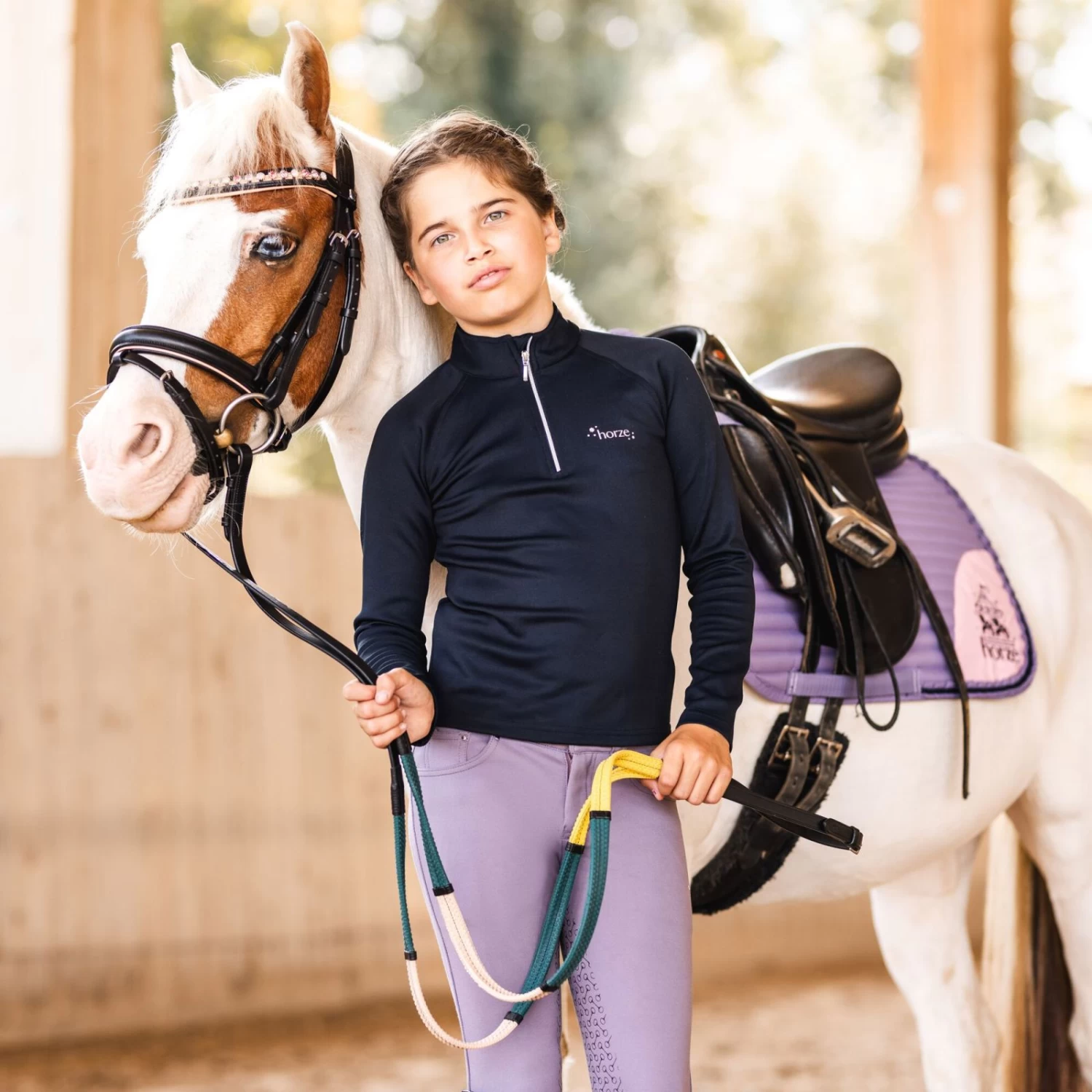 Horze Magical Carousel Rainbow Rubber Reins - Black