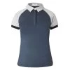 Horze Laura Womens Ventilated Polo Training Shirt - Obscure Night Blue/ Pebble Grey