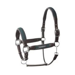 B Vertigo Evolve Leather Halter With Braided Accents - Jungle Green