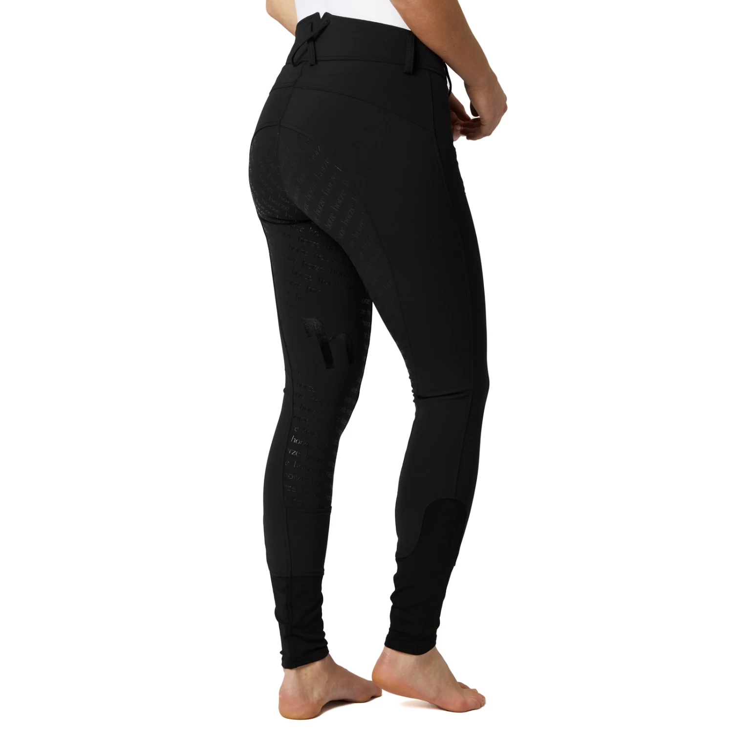 Melody Womens High Waist Micro Silicone Full Seat Breeches - Black - Image 9