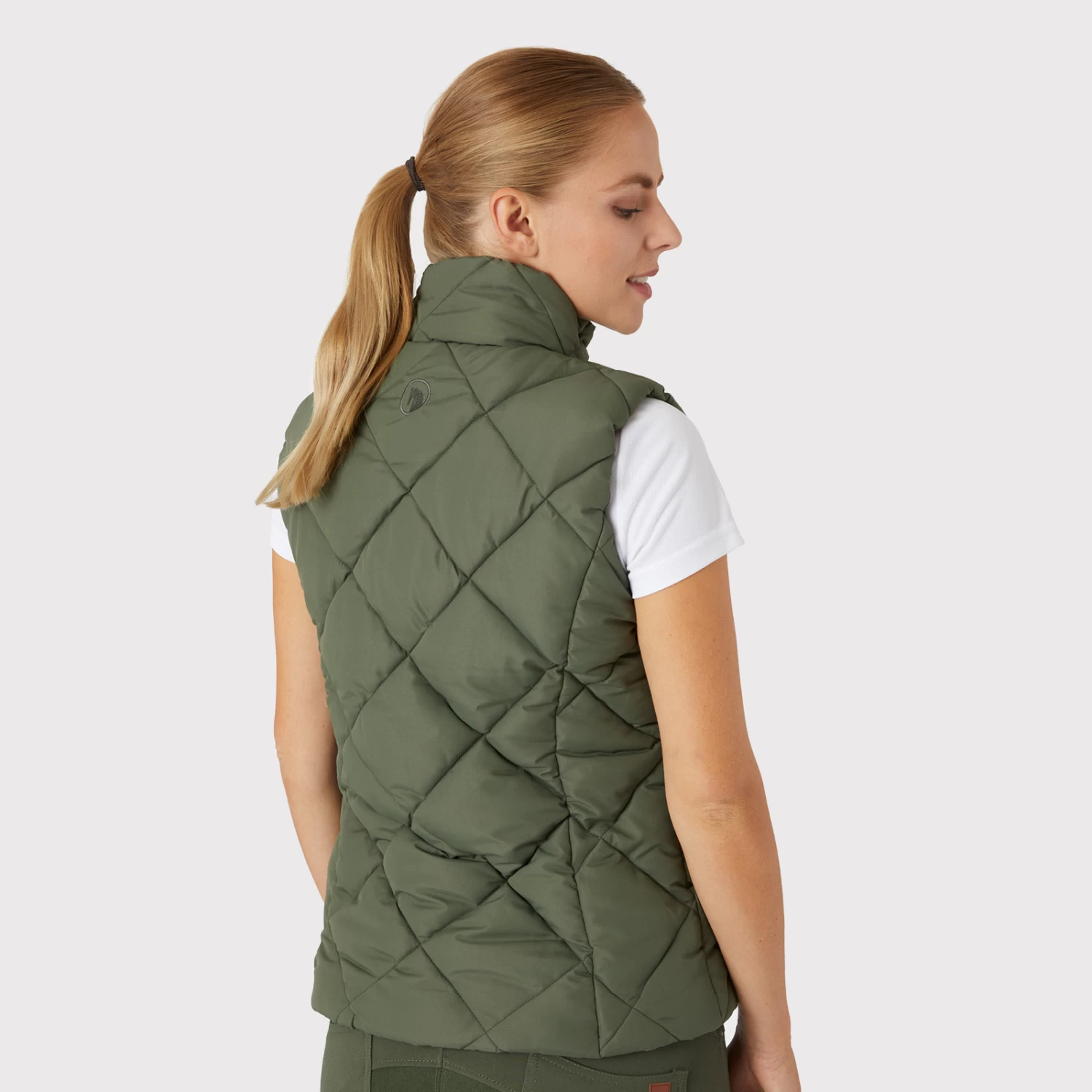 Horze Carola Womens Padded Vest - Beetle Khaki Green - Image 8