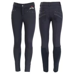 B Vertigo Olivia Girls Silicone Full Seat Breeches - Dark Navy