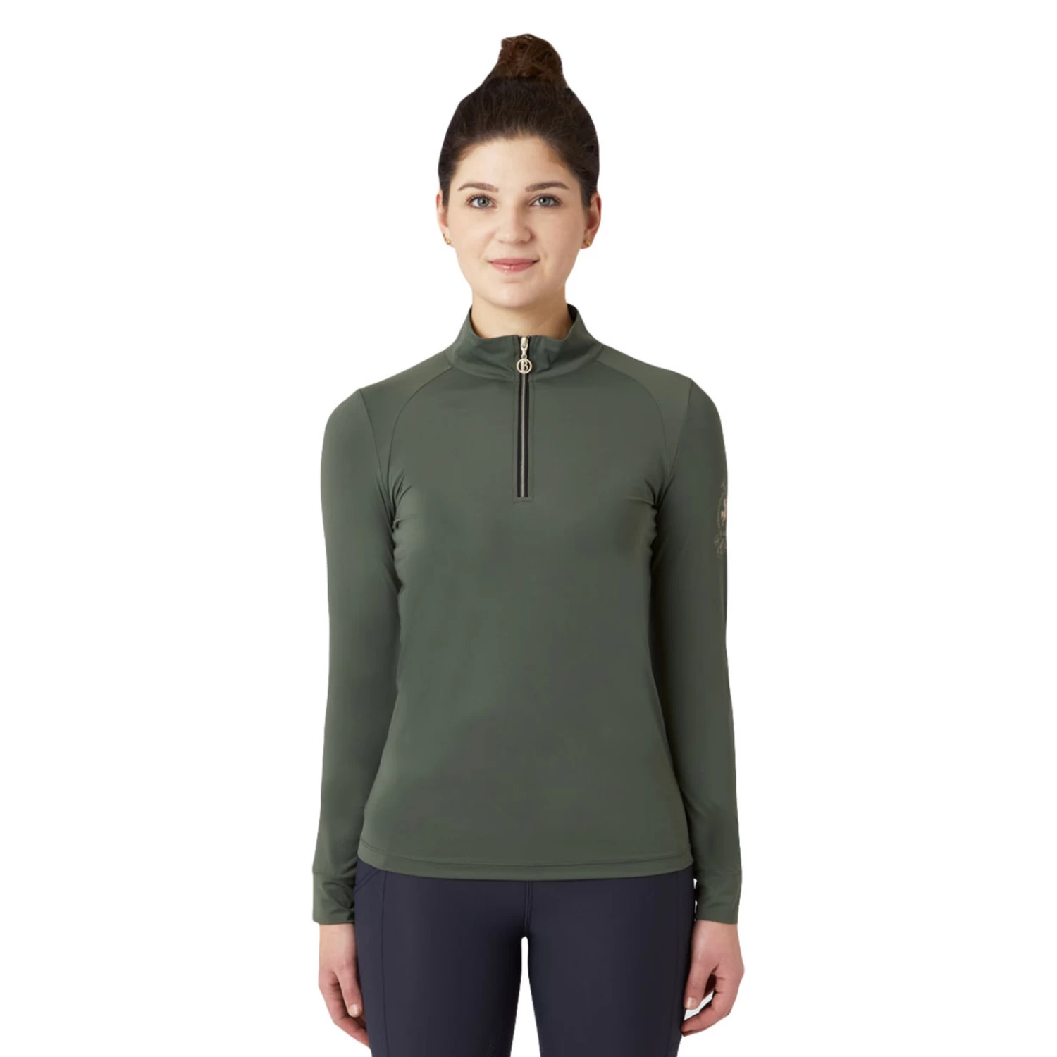 B Vertigo Sidney Womens Long Sleeved Ventilated Half Zip Shirt - Beetle Green - Image 5