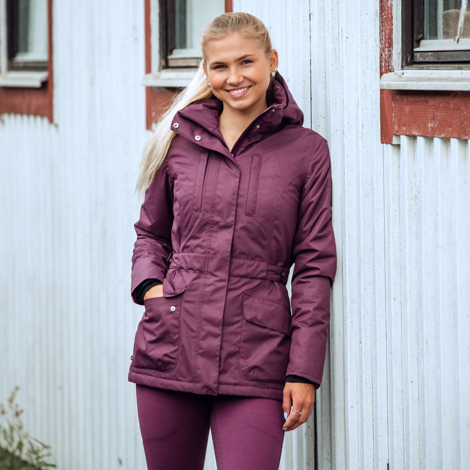 Horze Jadine Womens Winter Jacket - Eggplant Dark Purple - Image 6