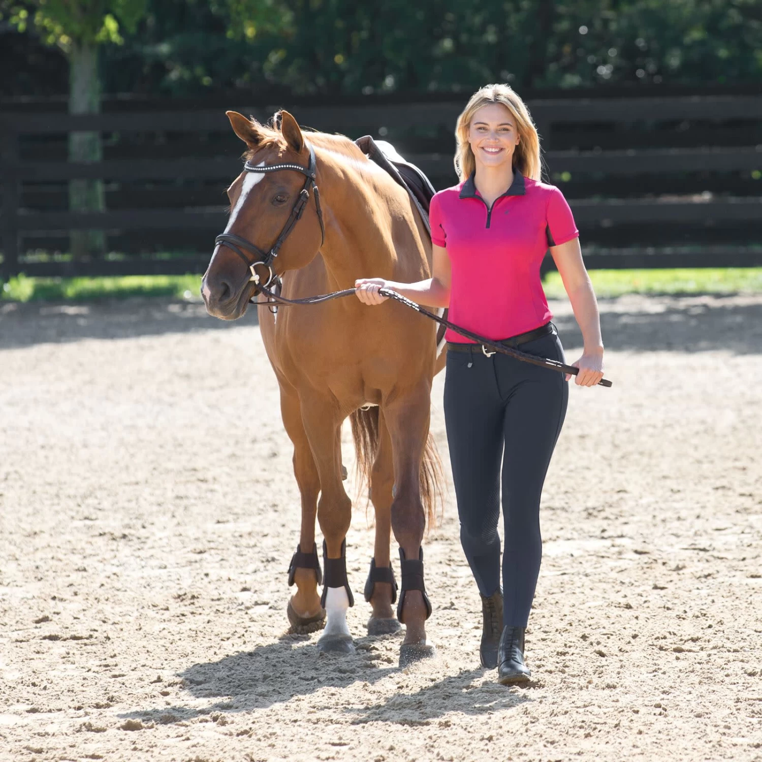 Horze Grand Prix Womens Silicone Knee Patch Breeches - Peacoat Dark Blue - Image 10