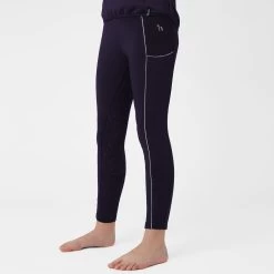 Horze Ella Kids Soft Stretch Full Seat Tights - Peacoat Dark Blue