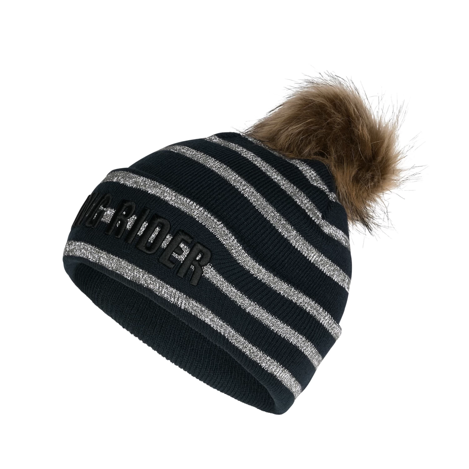 Horze Terry Kids Reflective Knitted Hat - Dark Navy - Image 2