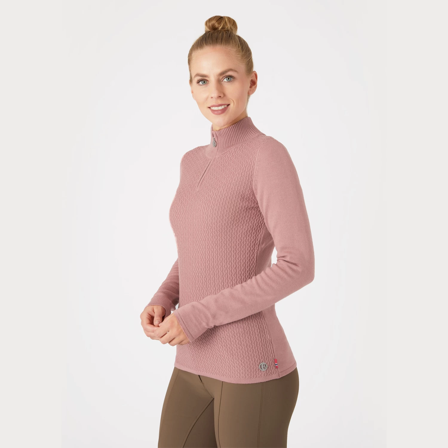 B Vertigo Ruth Knitted Pullover With Front Zipper - Old Rose - Image 8