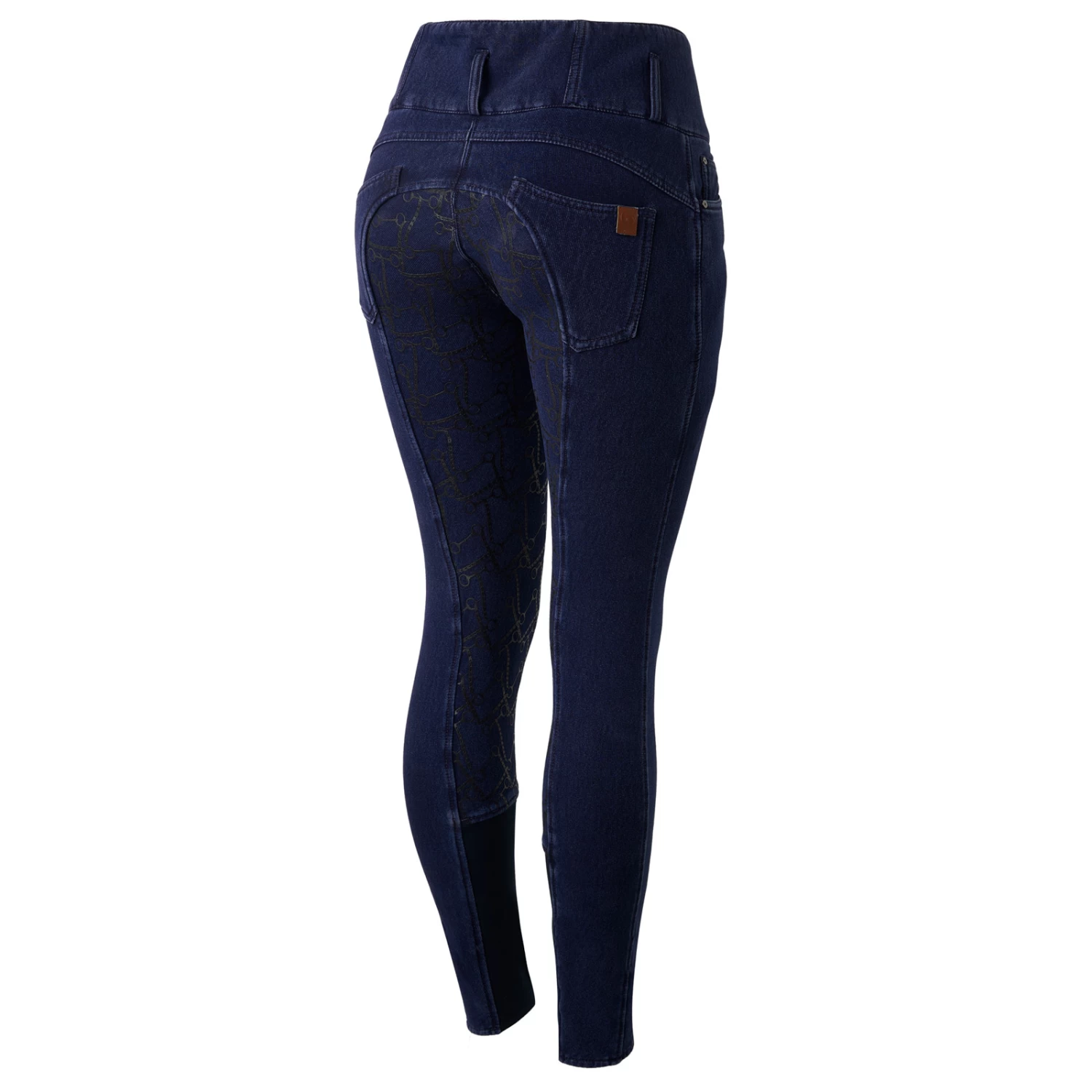 Horze Kacy Womens Denim Look Winter Full Seat Breeches - Dark Blue - Image 11