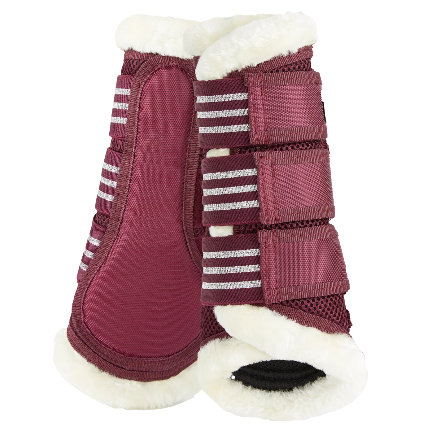 Horze Lincoln Faux Fur Brushing Boots - Merlot